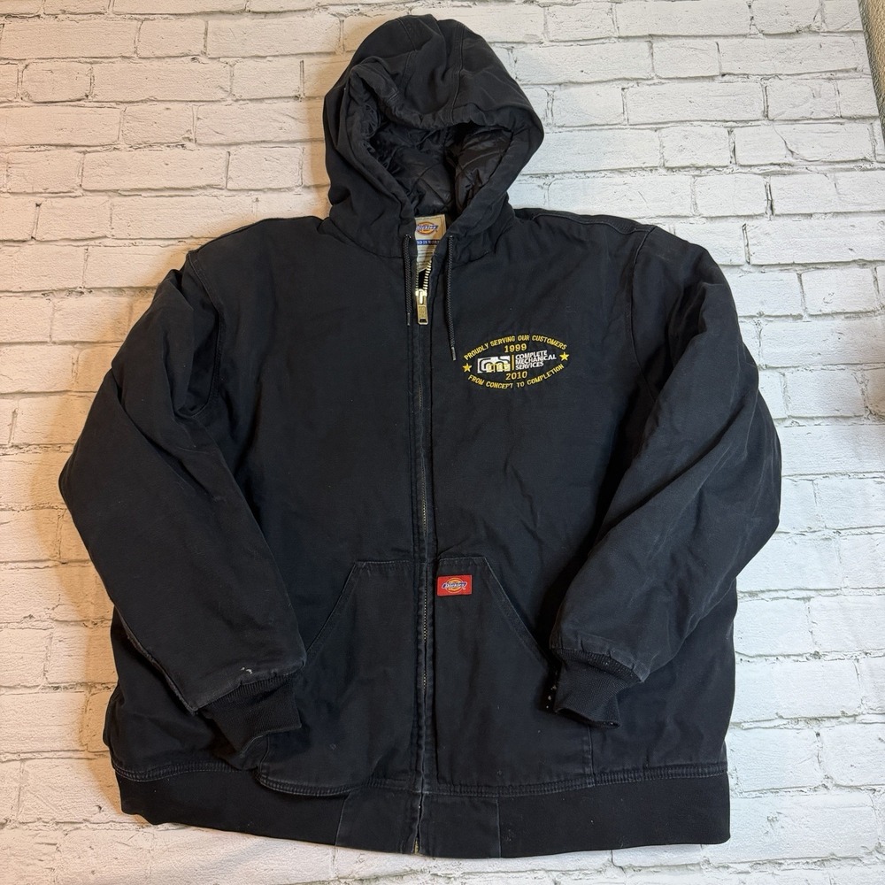 Dickies Duck Canvas Hooded Jacket Mens XXXL Black Insulated Workwear